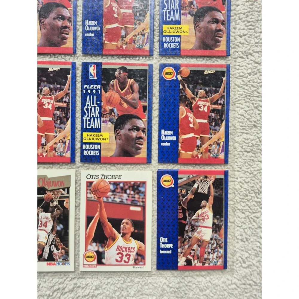 Hakeem Olajuwon Lot of 15+ Cards – 1991 Fleer All-Star, League Leaders, NBA...